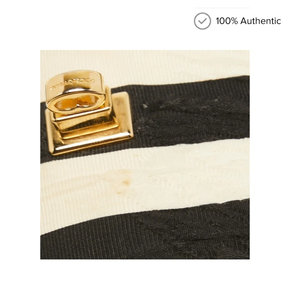 D&G Black and Cream Striped Shoulder Bag - Picture 7 of 14